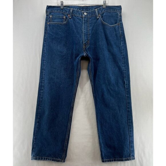 LEVI'S Jeans Mens 40x30 505 Regular Fit Straight Leg Dark Washed Denim Blue - Picture 1 of 10